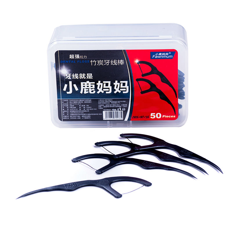 Bamboo Fiber Trunk - Dental Floss Teeth Stick 50 Pcs