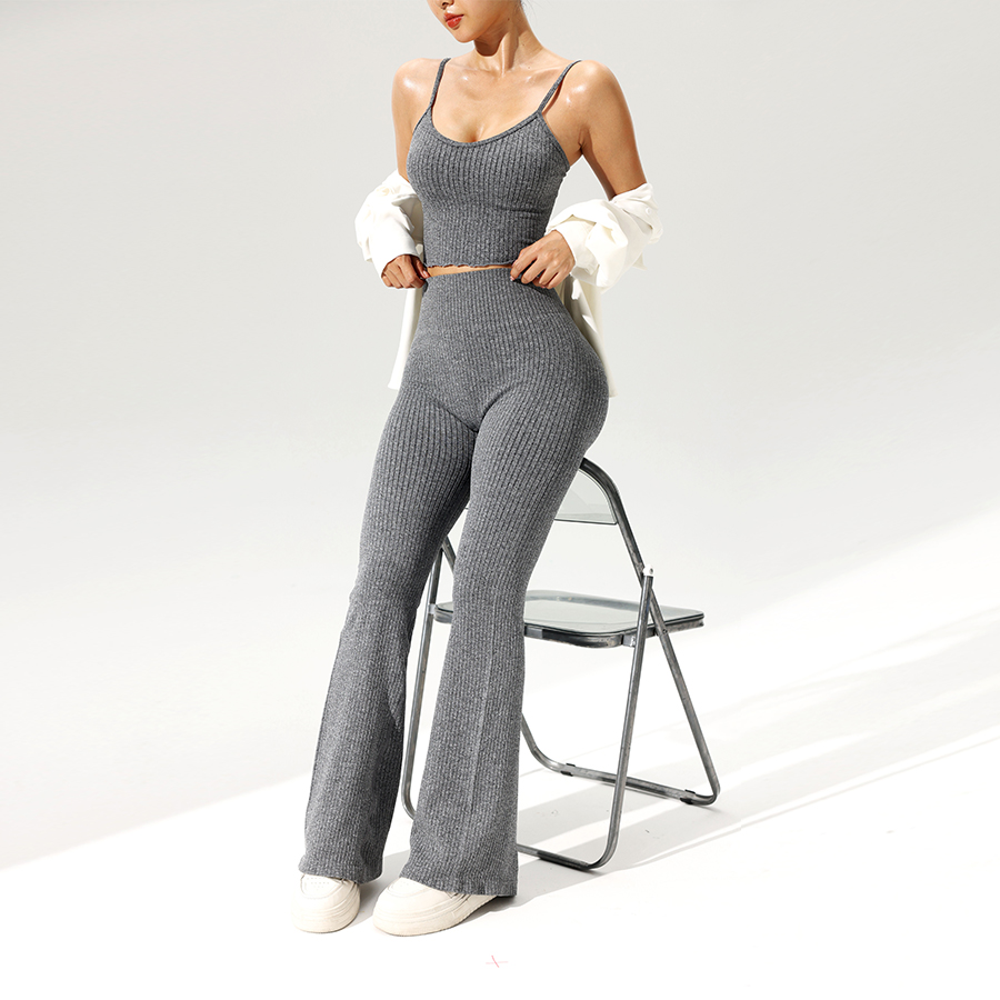 2pcs/set Seamless Flared Pants – обзор и цена Tank Top Ribbed