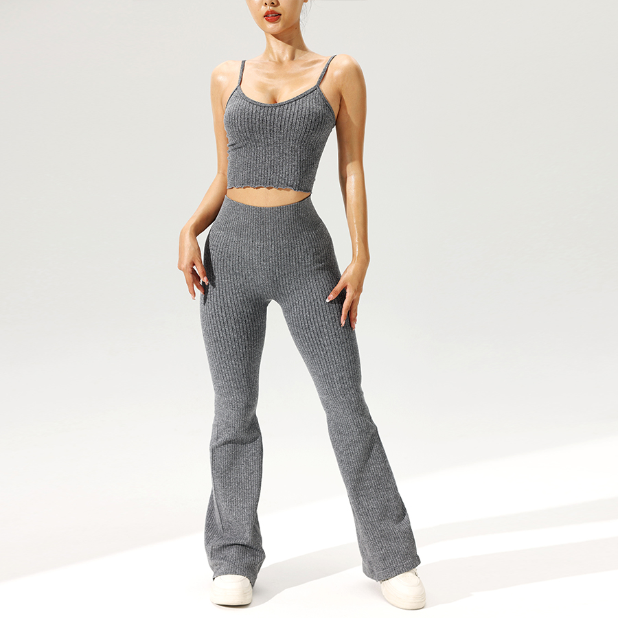 2pcs/set Seamless Flared Pants – обзор и цена Tank Top Ribbed