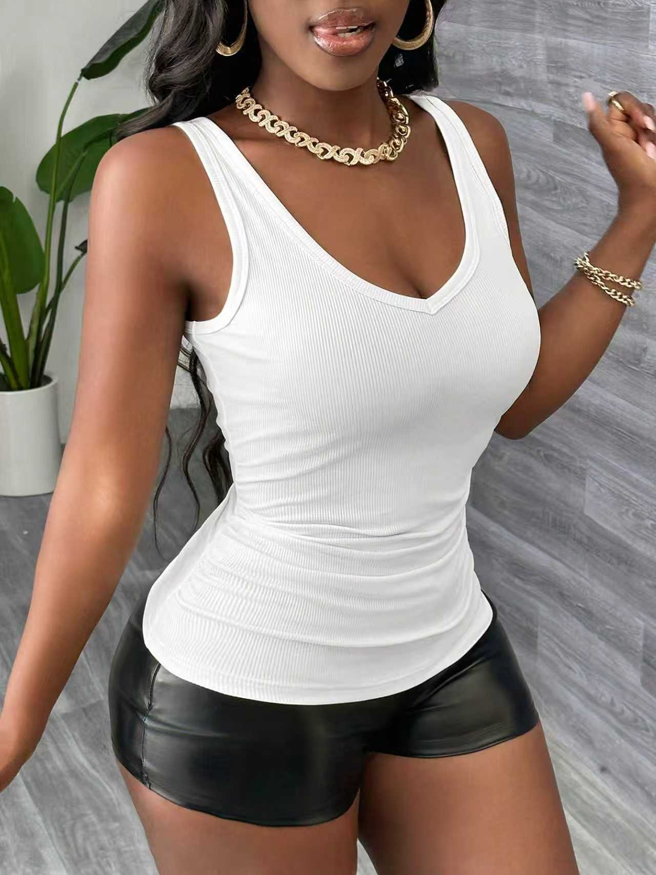 Plus Size 3 Piece V Neck Ribbe – обзор и цена Tank Top Ribbed