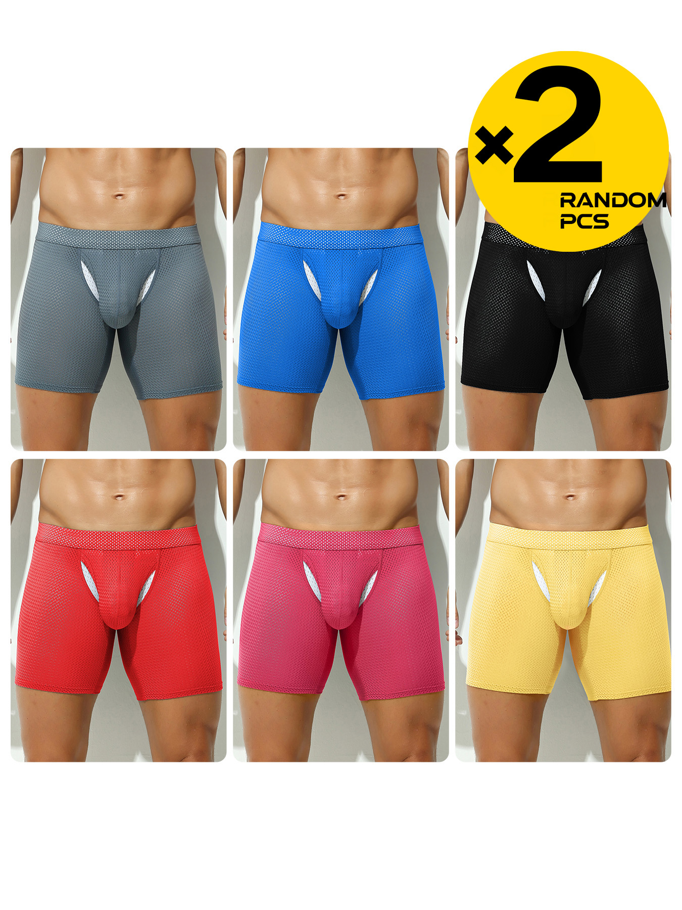 2Pcs Long Leg Men's Mesh Under – обзор и цена Mesh Sport Boxer