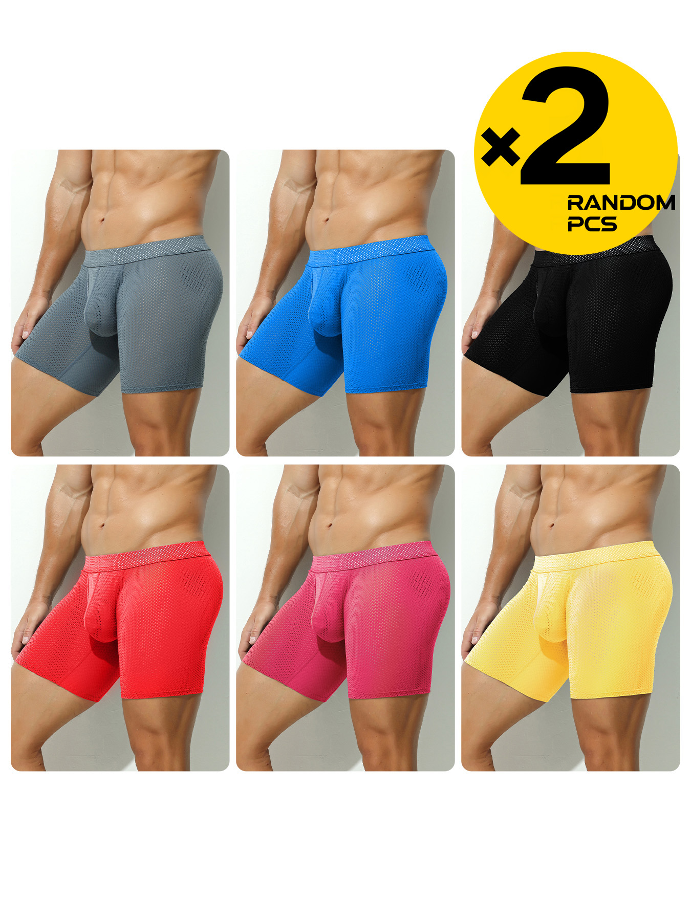 2Pcs Long Leg Men's Mesh Under – обзор и цена Mesh Sport Boxer