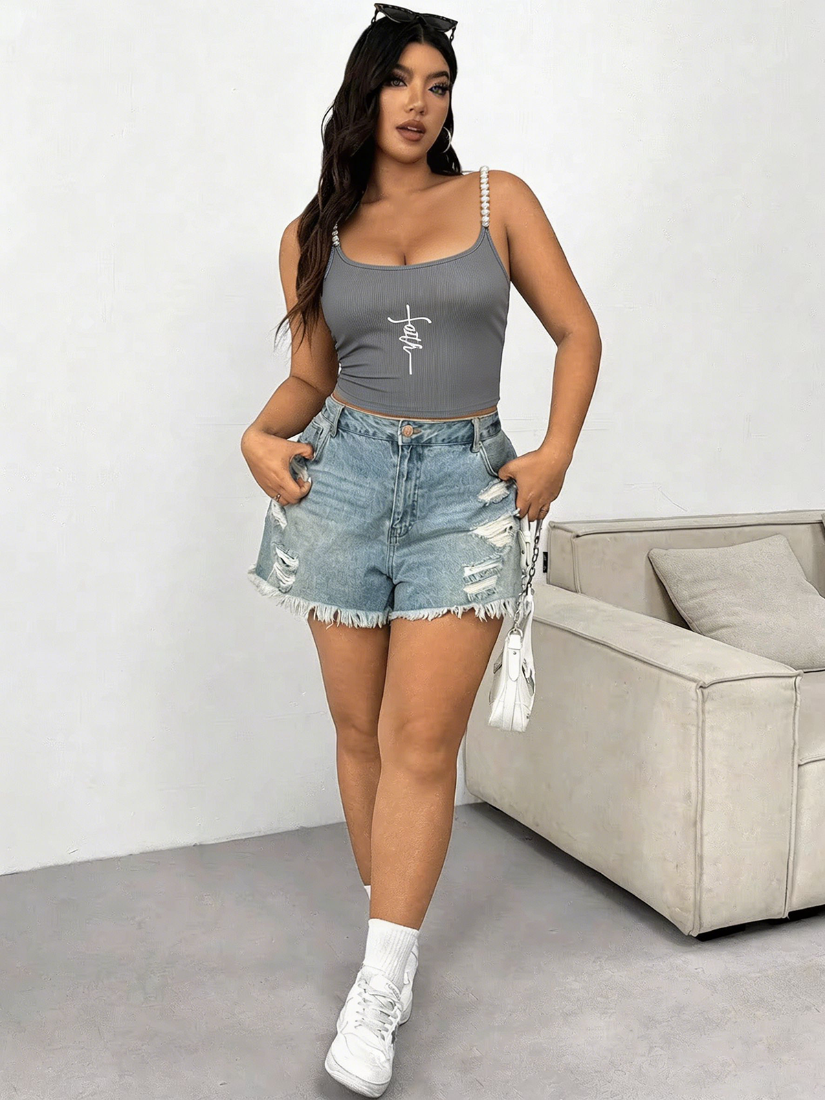 Plus Size Square Neck Pearl St – обзор и цена Tank Top Ribbed