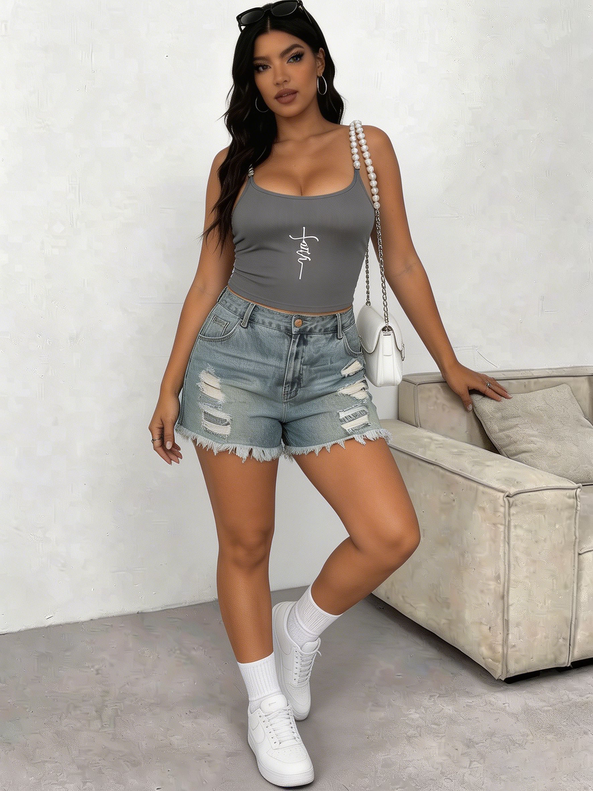 Plus Size Square Neck Pearl St – обзор и цена Tank Top Ribbed